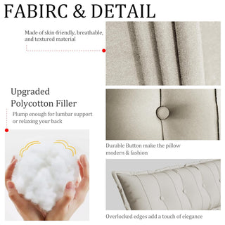 Button Tufted Body Positioning Pillow Headboard Alternative , 39x20x3 Inches