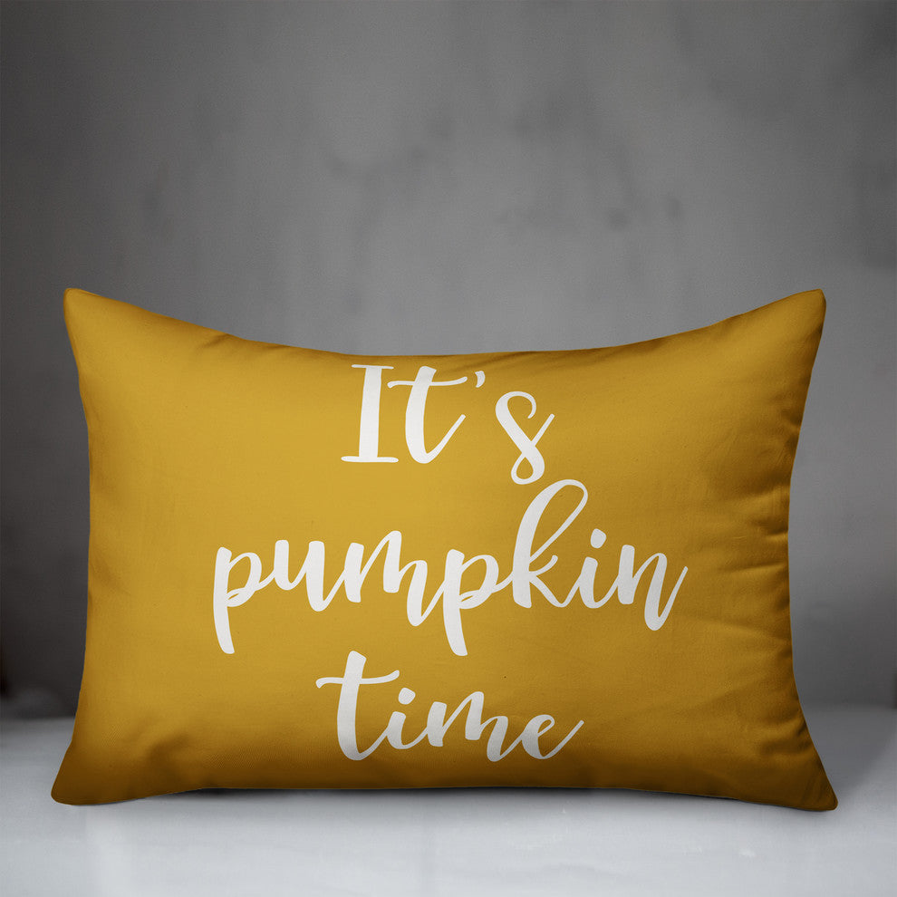 It's Pumpkin Time Lumbar Pillow, Mustard, 14"x20"