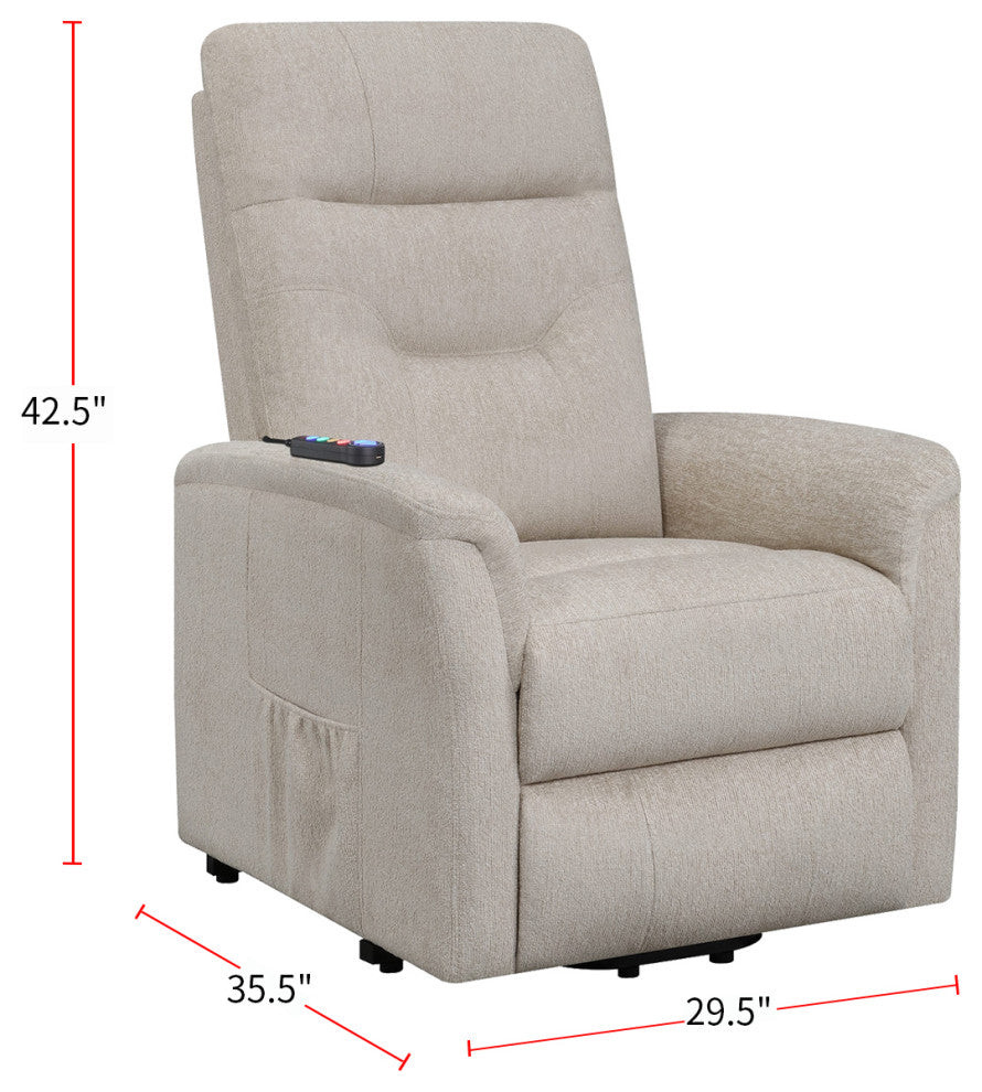 Power Lift Massage Chair with Storage Pocket in Beige