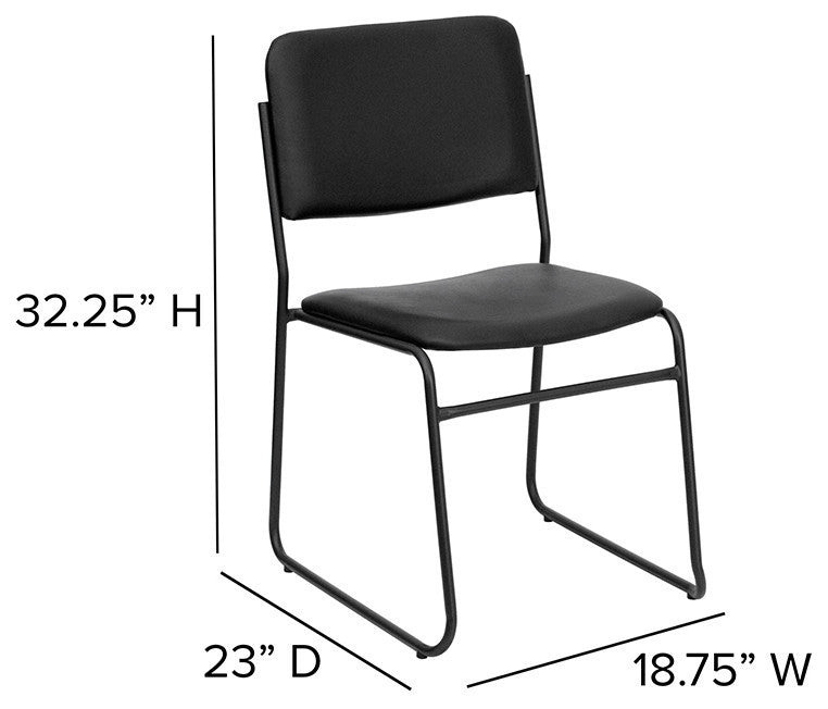 Black Vinyl Metal Stack Chair XU-8700-BLK-B-VYL-30-GG