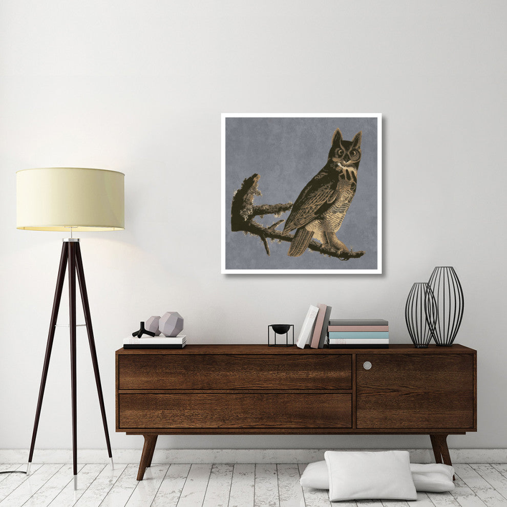 "Audubon Decor - Horned Owl Detail" Digital Paper Print by BG.Studio, 38"x38"