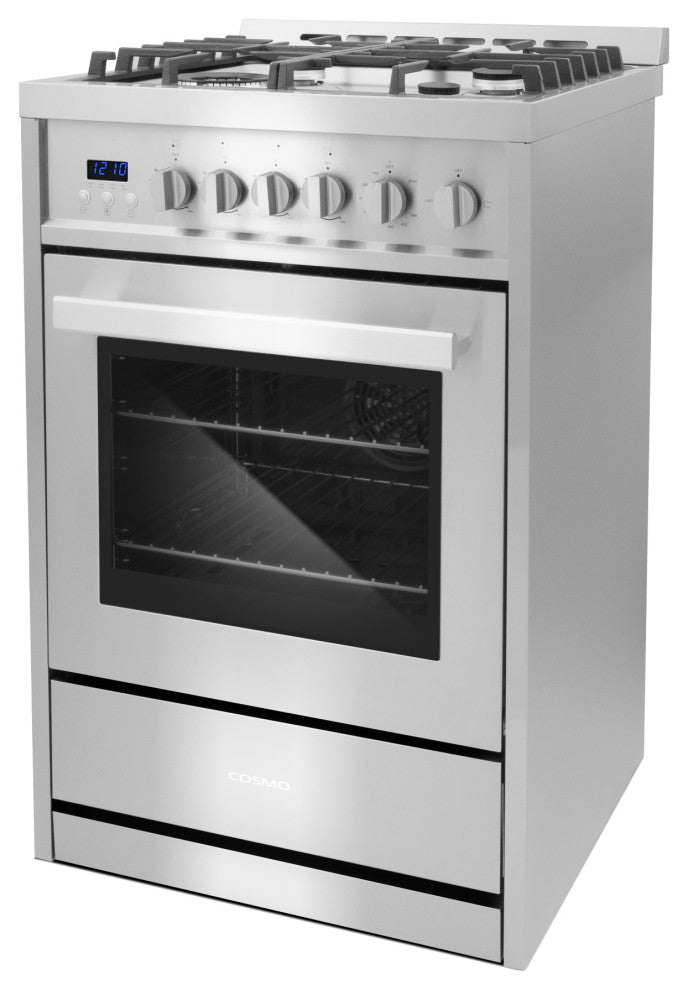 Cosmo 24" Slide-In Gas Range with 4 Burners and Rapid Convection Oven