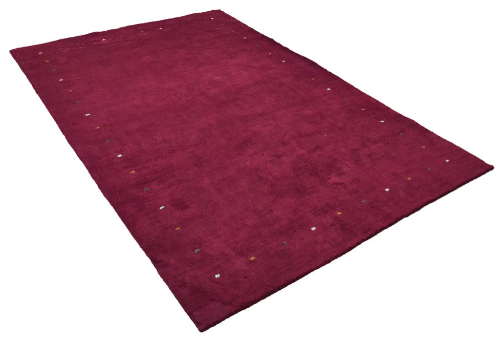 Hand Knotted Loom Silk Mix Area Rug Contemporary Red