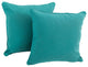 18" Double-Corded Solid Twill Square Throw Pillows, Set of 2, Aqua Blue