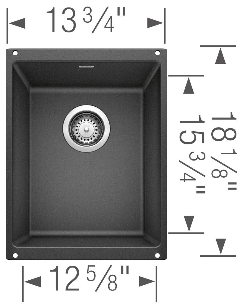 Blanco 513422 Precis 13-3/4" Undermount Single Basin SILGRANIT - Volcano Gray