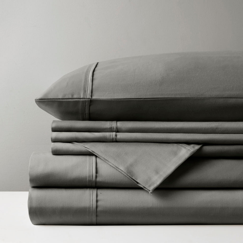 Madison Park 800 Thread Count Cotton-Blend Sateen 6-Piece Sheet Set, Grey