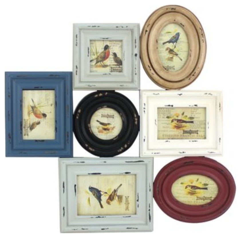25.59" x 25.2" Multi-Color, Vintage Wooden, Photo Frame Wall Decor