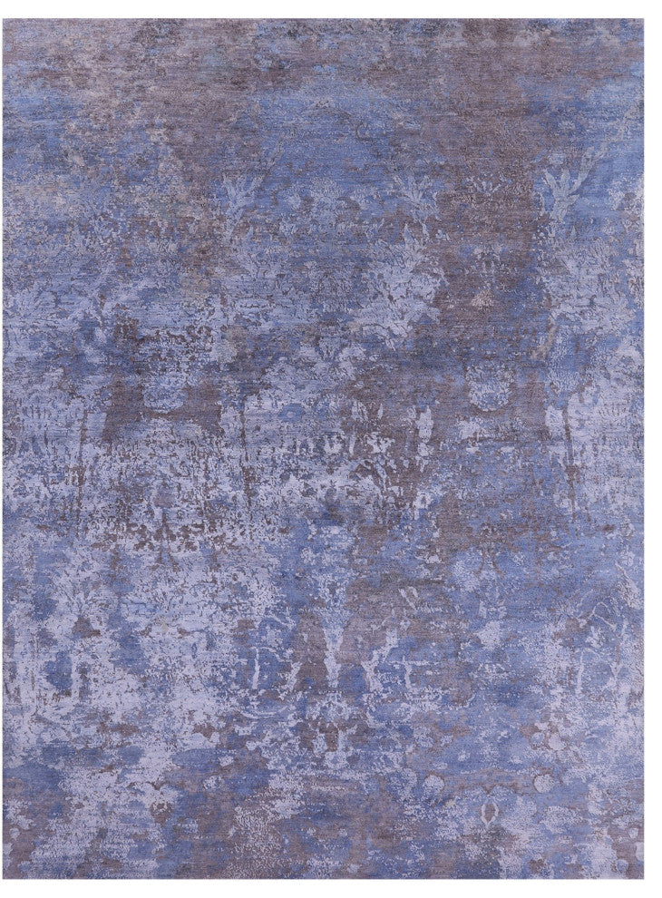 9' 0" X 12' 4" Wool and Silk Hand Knotted Abstract Rug Q9037