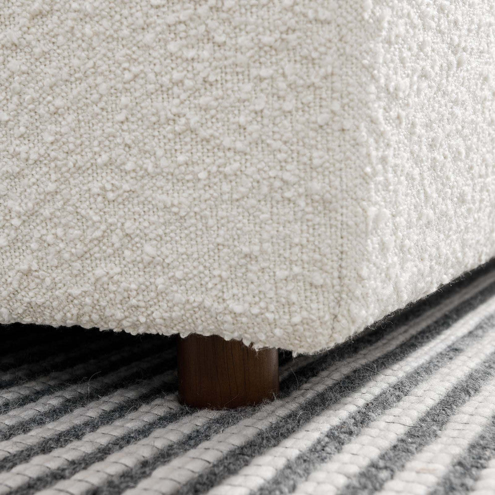 Commix Down Filled Overstuffed Boucle Fabric Armless Chair, Ivory