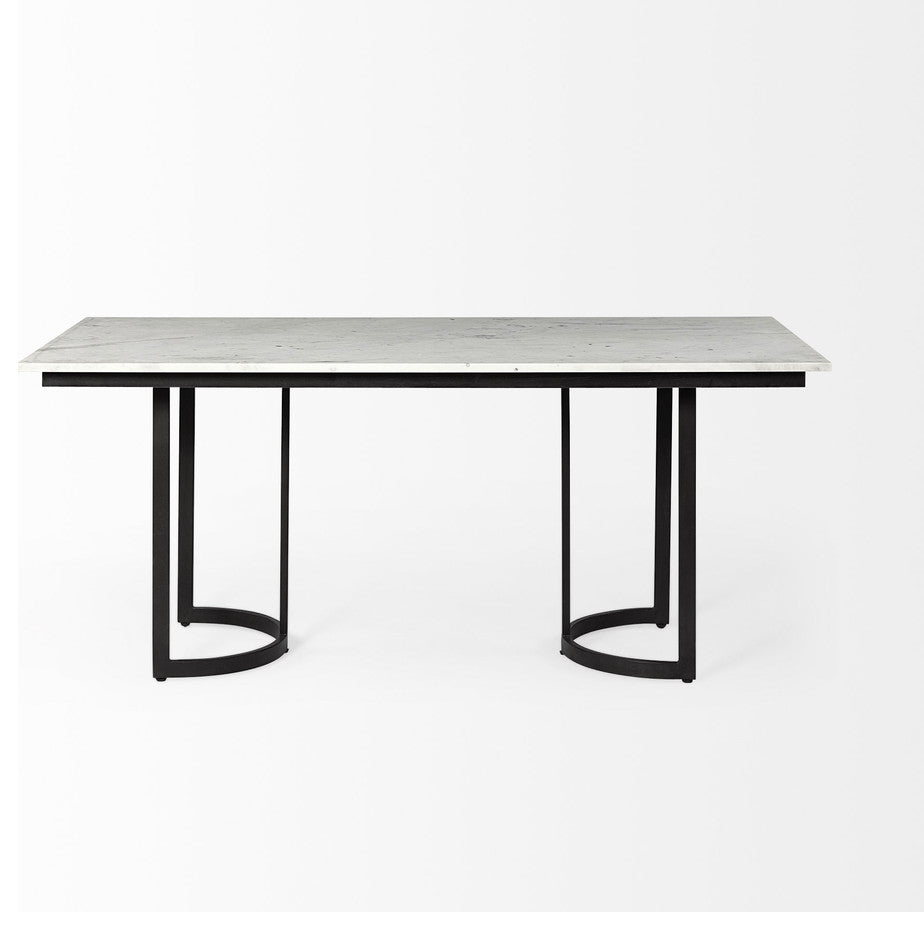 Modern Marble and Metal Dining Table