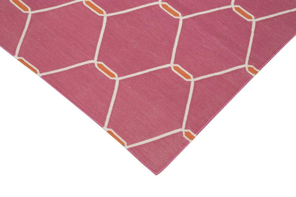 Rug N Carpet - Handmade Wool 3' 7'' x 5' 8'' Modern Design Dhurrie Kilim Rug
