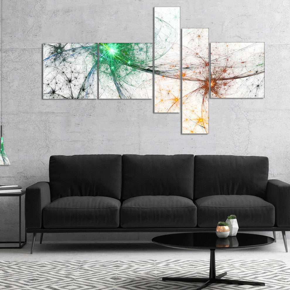 Abstract Colorful Fireworks, Abstract Canvas Art Print, 60"x32", 5 panels