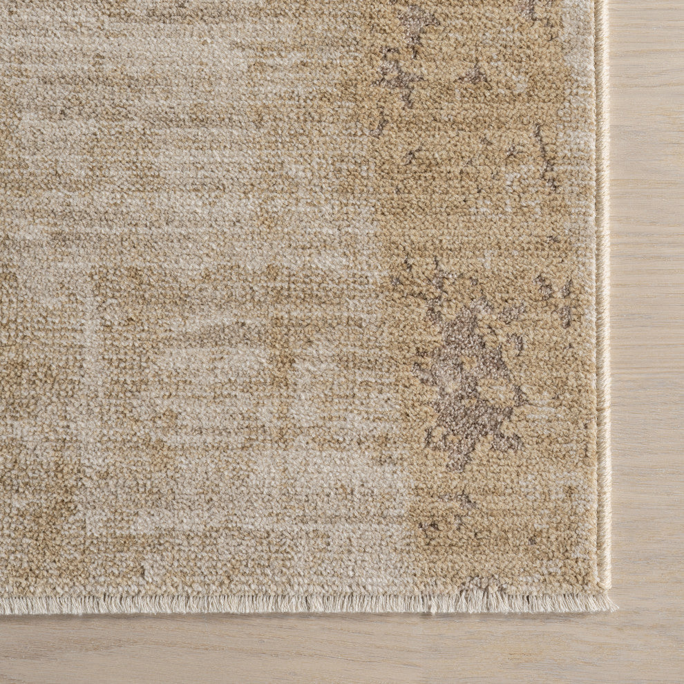 Eulalie Contemporary Abstract Area Rug, Sand 2'x3'