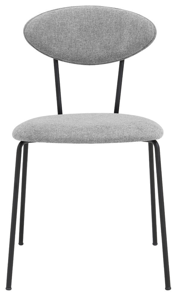 Neo Gray Fabric and Black Metal Dining Room Chairs, Set of 2