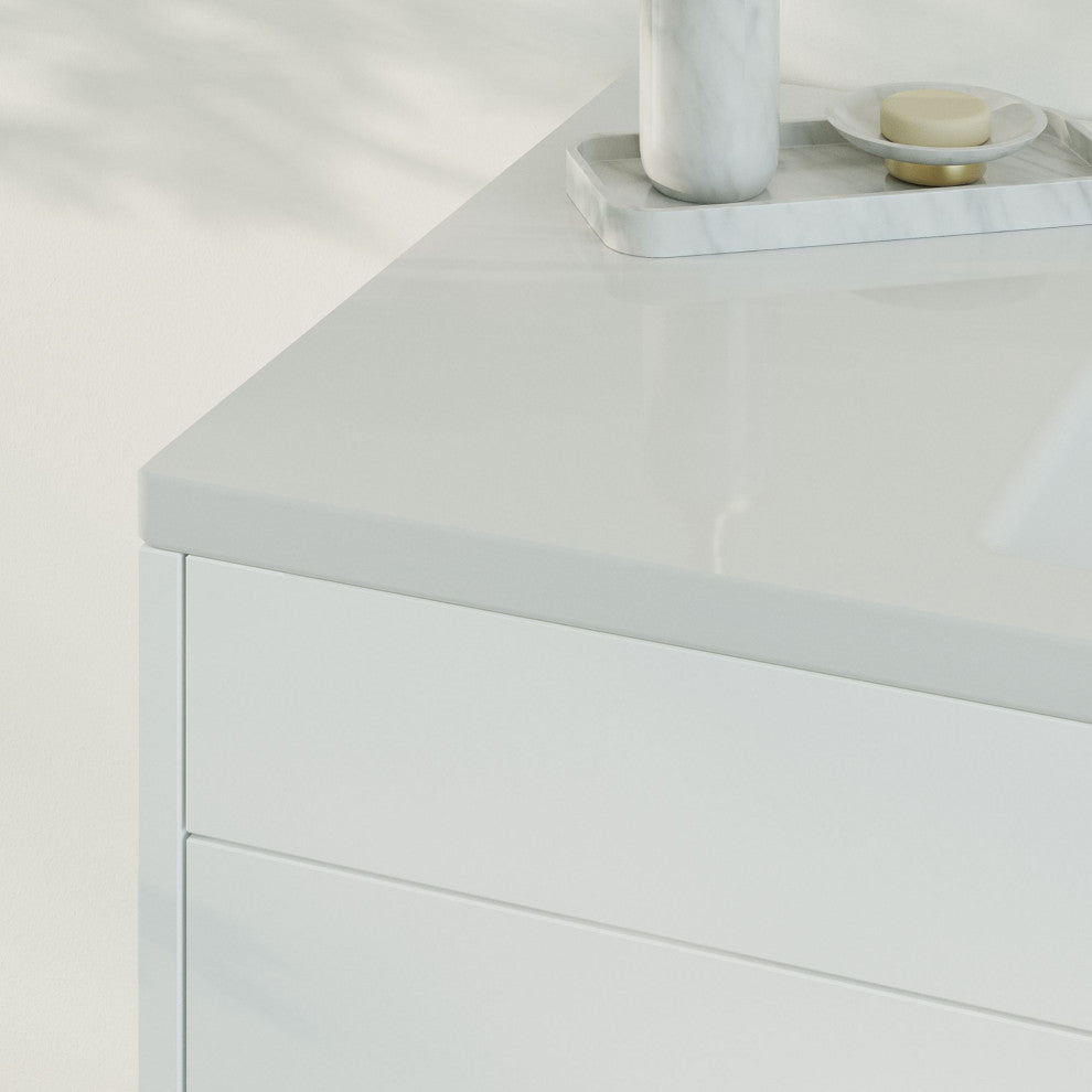 The Lancado Bathroom Vanity, White, 40", Single Sink, Freestanding