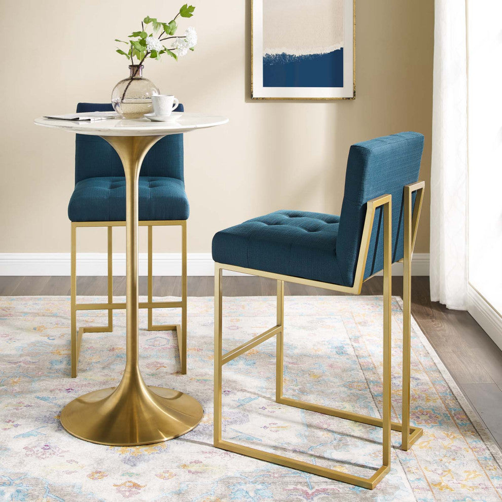 Privy Gold Stainless Steel Performance Velvet Bar Stool Set of 2 - Gold Azure