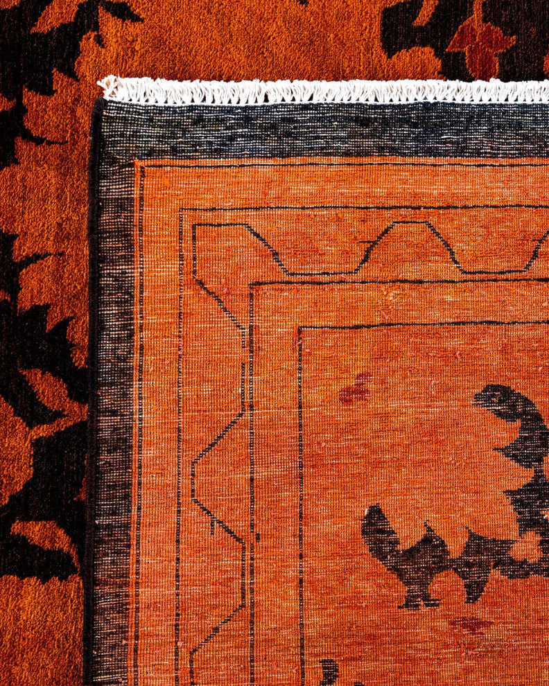 Overdyed, One-of-a-Kind Hand-Knotted Area Rug Orange, 9'2"x11'6"