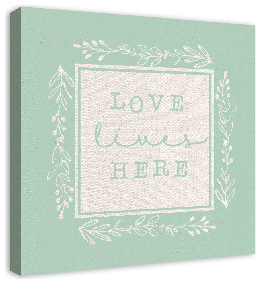 Love Lives Here On Mint 2 24x24 Canvas Wall Art