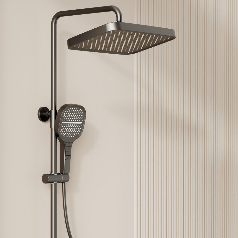 Thermostatic Complete Shower System with Handheld Shower and Bidet, Matte Black