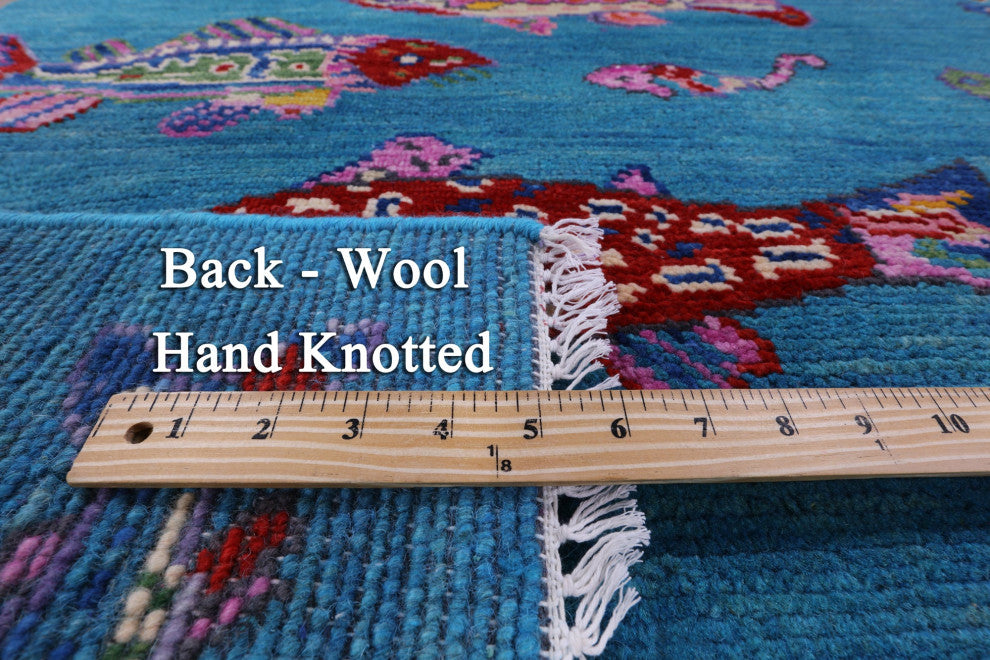 Gabbeh Fish Design Handmade Wool Rug 4' 1" X 6' 1" - Q15473