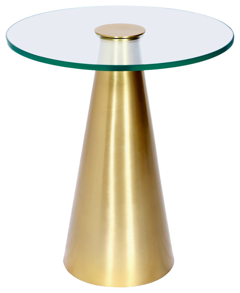Glassimo Glass Top End Table, Brushed Gold Finish