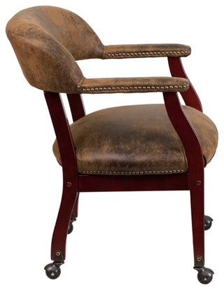 Bomber Jacket Brown Luxurious Conference Chair with Accent Nail Trim and Casters