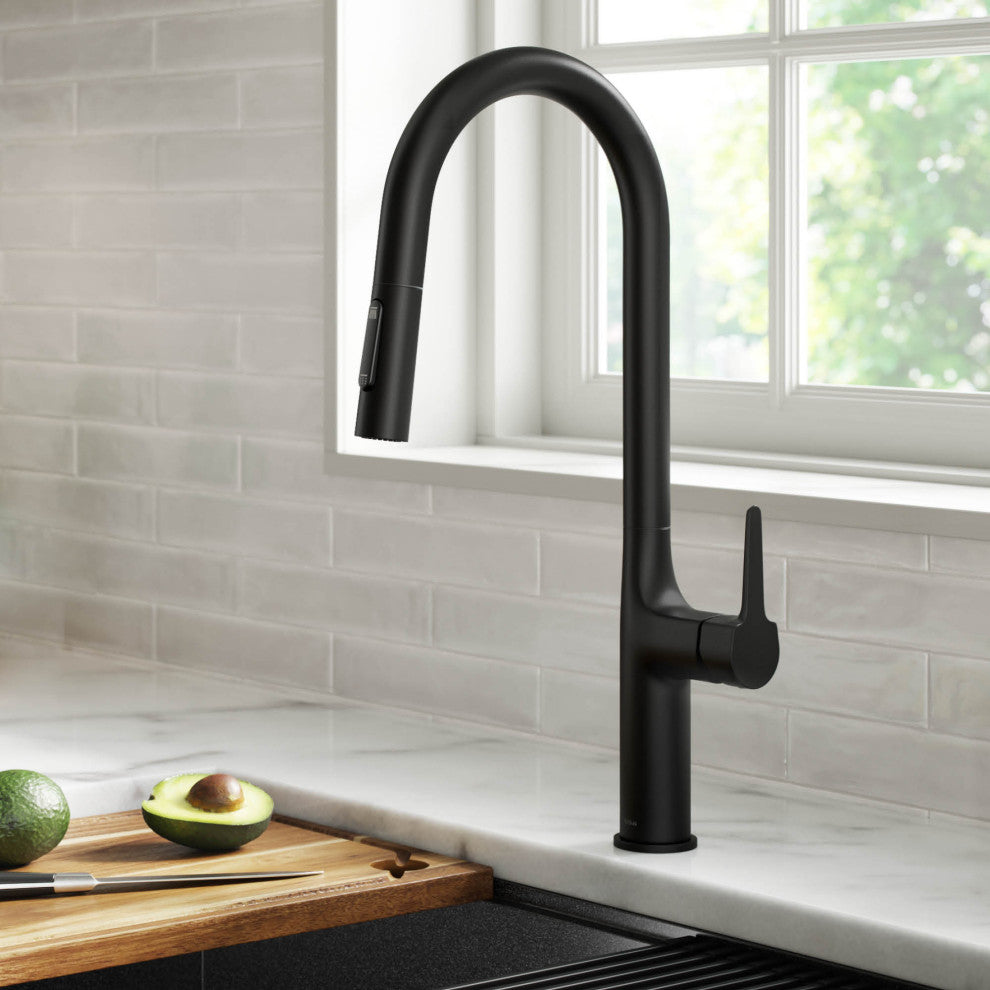 Oletto Pull-Down 1-Hole Kitchen Faucet, Matte Black, Model Kpf-3101mb