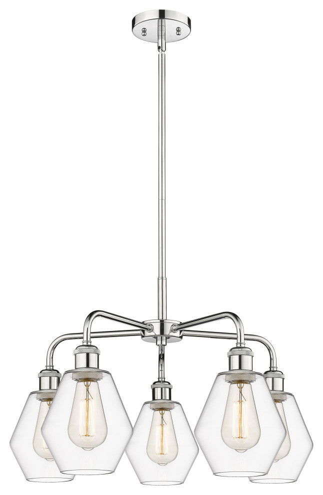 Cindyrella 5-Light 24" Stem Chandelier, Polished Chrome, Clear Shade