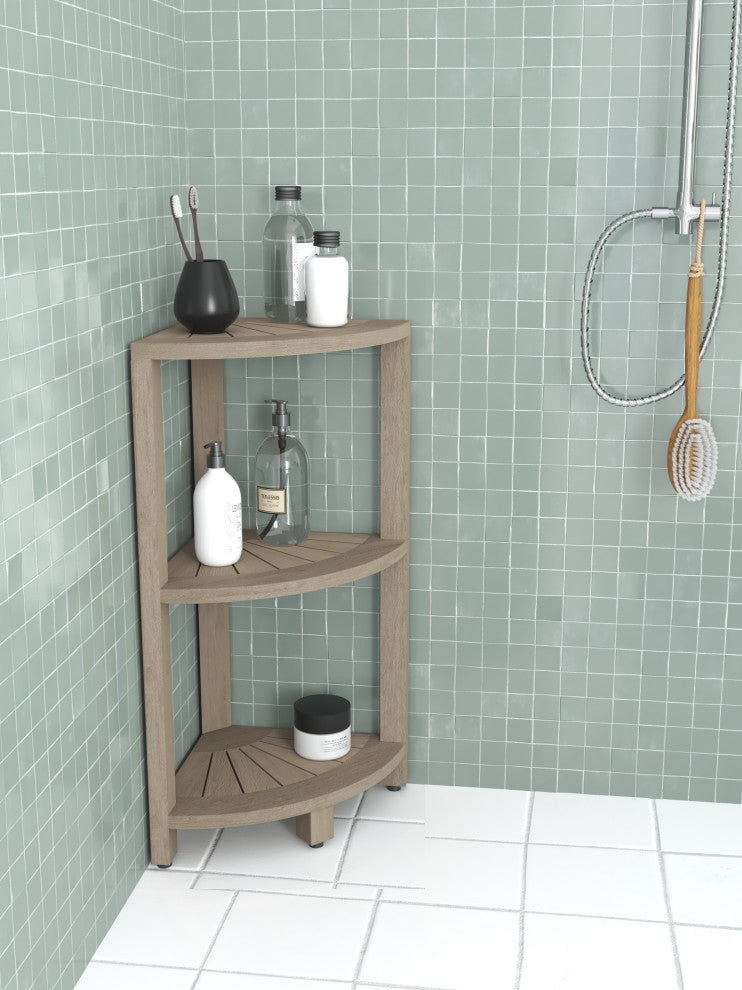 Kai-Mist Small 3-Tier Corner Teak Bath Shelf
