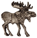 Walking Moose Right Facing Cabinet Knob, Pewter