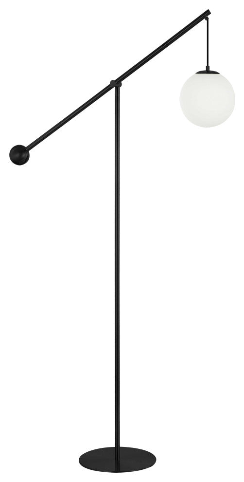 Holly Transitional 1 Light Matte Black White Metal Floor Lamp