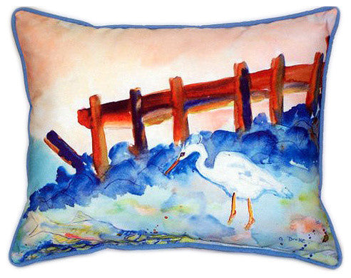 Pair of Betsy Drake Great White Heron Large Indoor/Outdoor Pillows 16x20
