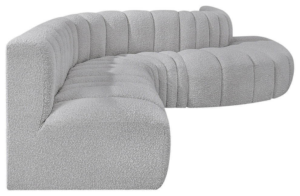 Arc Boucle Fabric Upholstered 7-Pc. S-Shaped Modular Sectional, Grey
