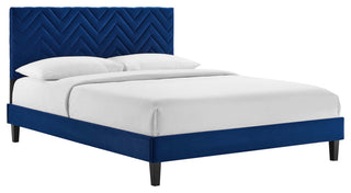 Leah Chevron Tufted Performance Velvet Queen Platform Bed