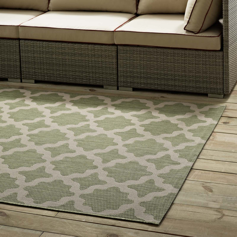 Area Rug Floor Carpet, Indoor Outdoor, Moroccan, Rectangular, 4x6, Beige Green