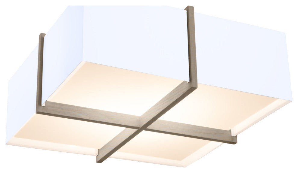 Veram Flushmount LED, White Washed Oak, Gloss White, 18, 4000k