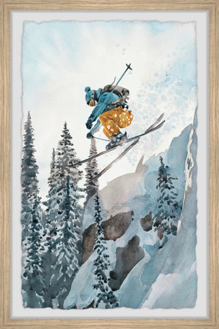 "Vertical Ski Drop" Framed Painting Print, 8x12