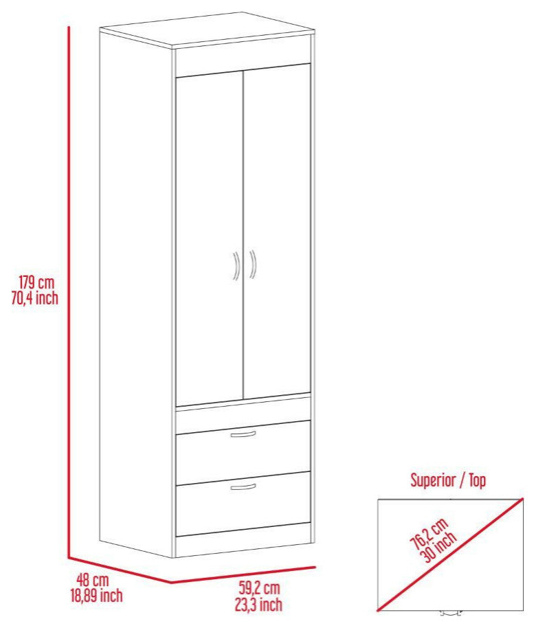 Armoire Tarento, Bedroom, Smoky Oak / White
