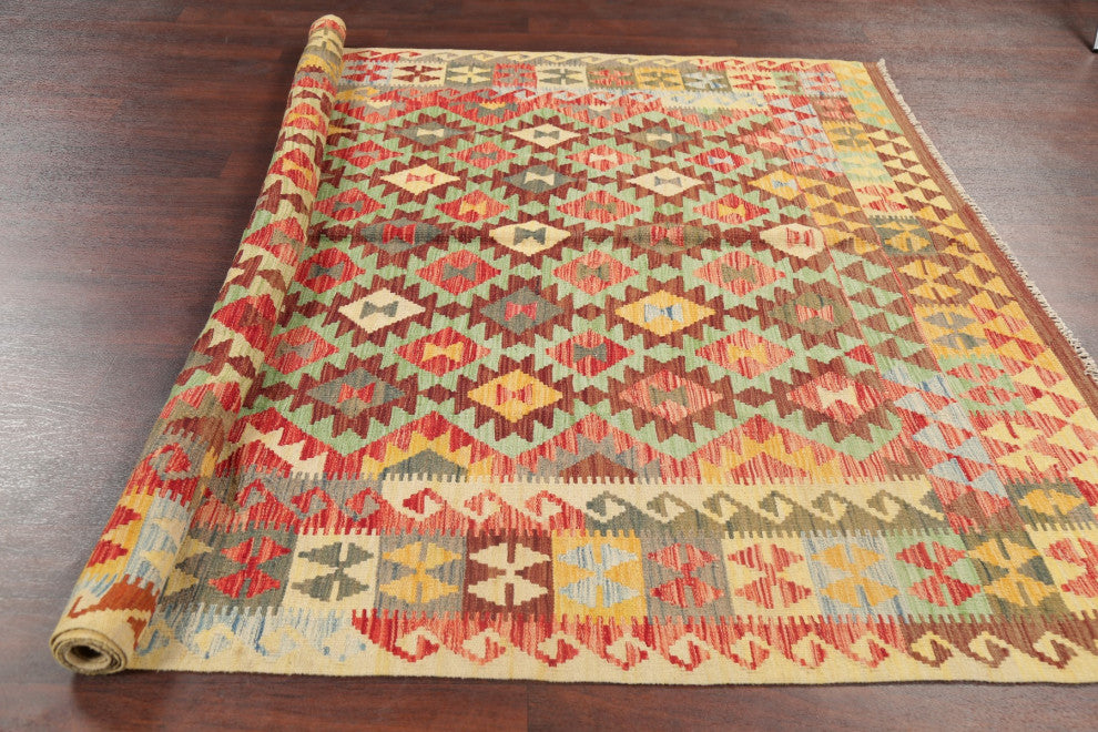 Kilim Hand-Woven Southwestern Traditional Turkish Oriental Area Rug, 9'7"x6'6