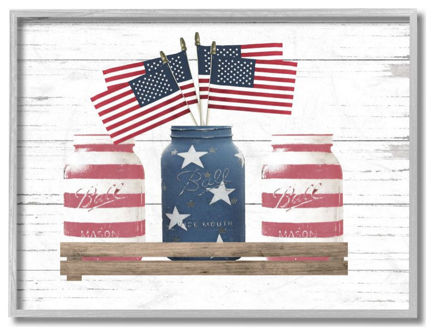 Rustic Patriotic Jars American Pride Flag Design ,1pc, each 11 x 14