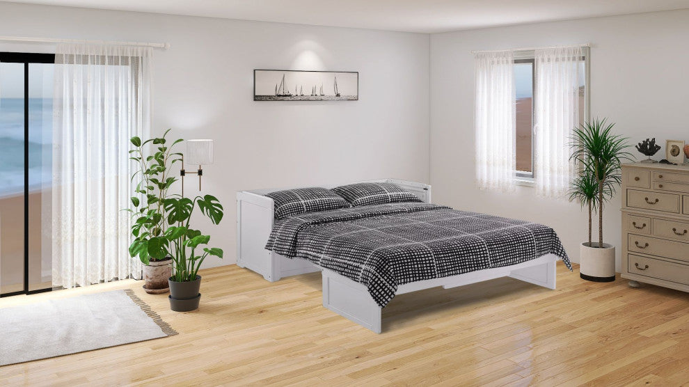 Cube Queen Size Murphy Bed Cabinet, White