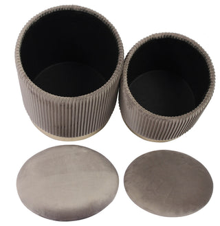 TOV Furniture Channeled Grey Velvet Storage Ottomans - Set of 2