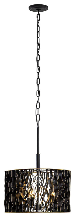 Estela 3-Lt Convertible Pendant/Semi-Flush - Matte Black/French Gold