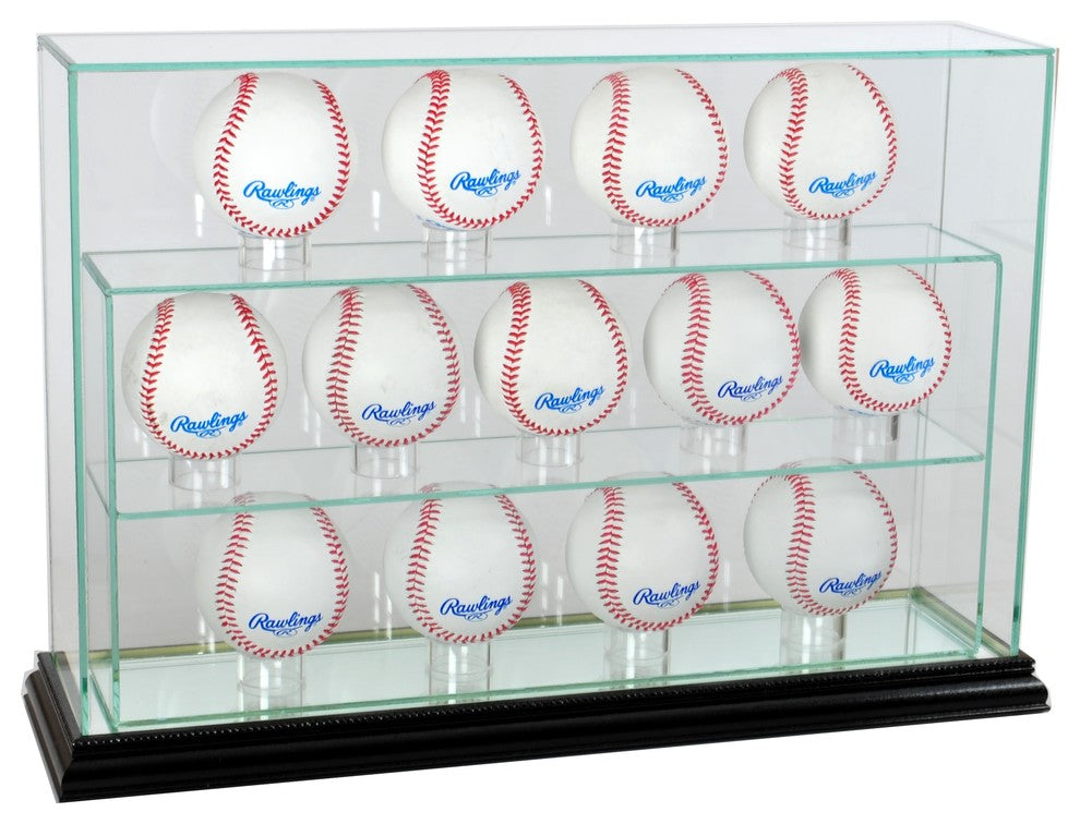 13 Baseball Upright Display Case, Black