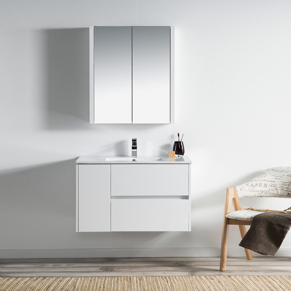 Blossom Valencia 36" Vanity Set, Glossy White, Medicine Cabinet