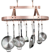 Handcrafted 36" French Oval Ceiling Pot Rack w 18 Hooks Brushed Copper