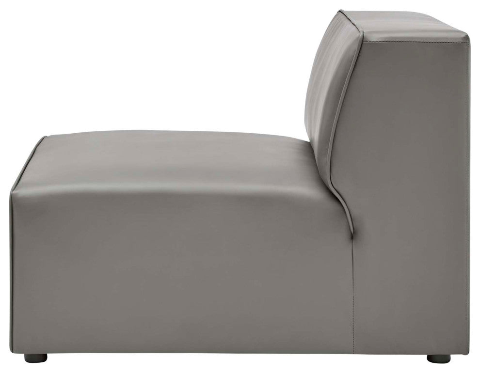 Armchair and Sofa Set, Faux Vegan Leather, Gray, Modern, Lounge Hospitality