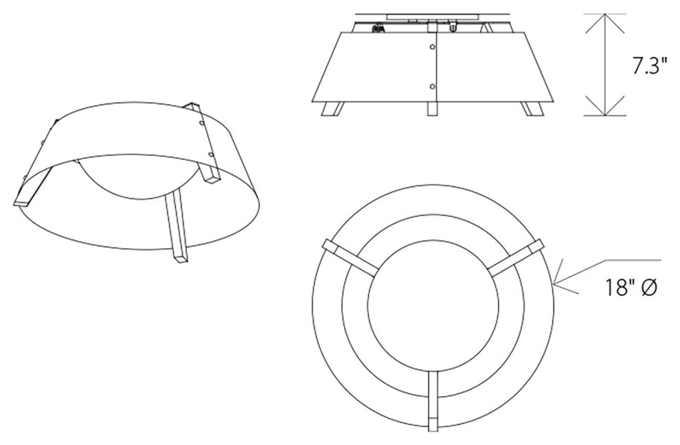 Casia 18" Flush Mount, Walnut, Matte Black With Matte White Interior, 3500k Led