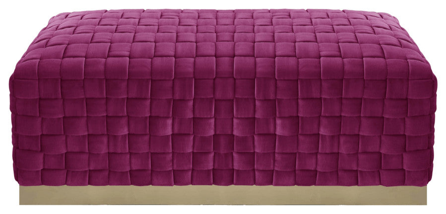 40" Fuchsia And Gold Upholstered Velvet Bench
