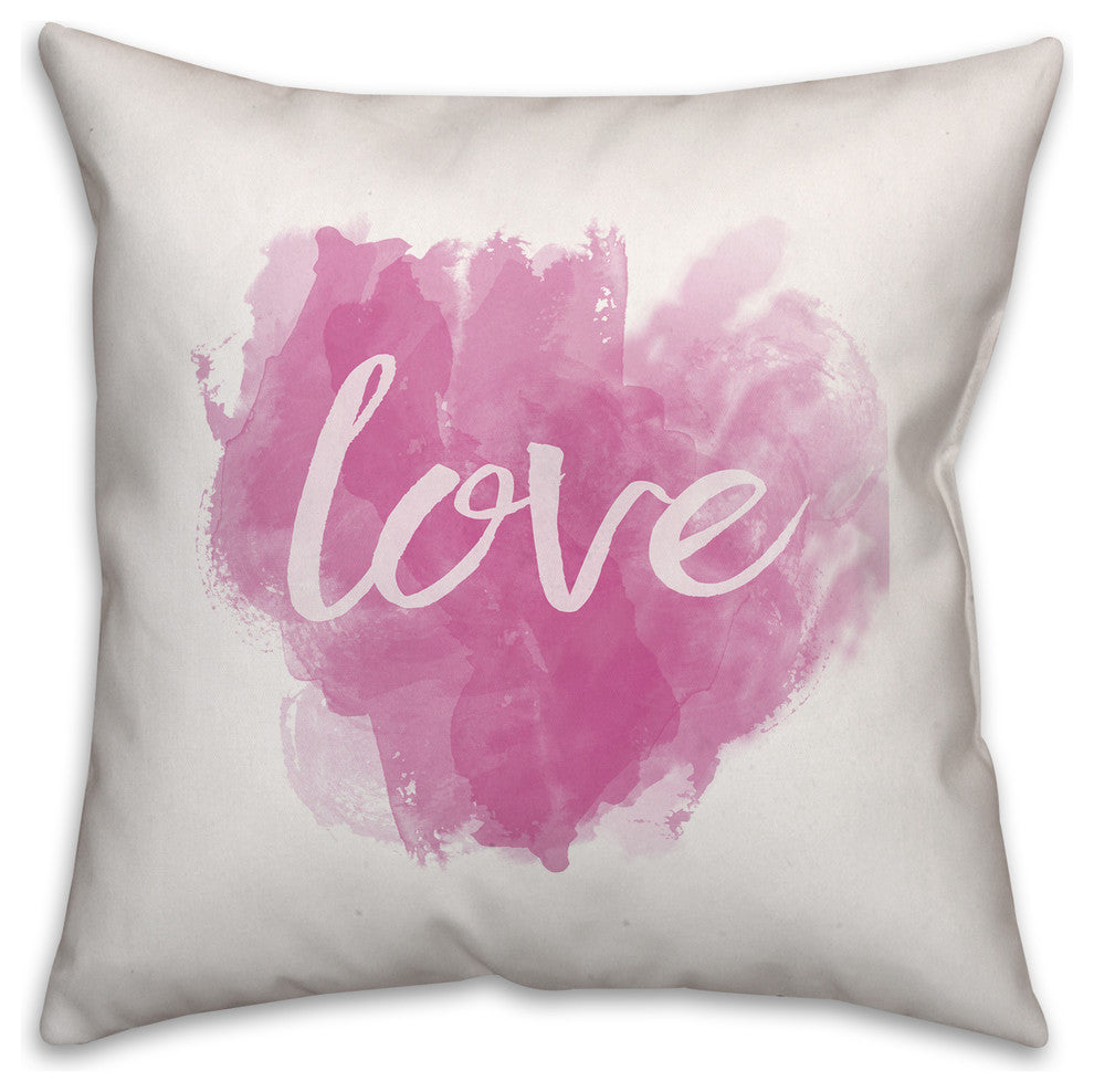 Watercolor Love 18x18 Throw Pillow